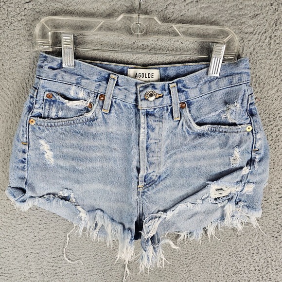 Agolde Size 24 Womens Shorts Button Fly Distress Cut Off Actual 26x2 - Picture 1 of 11